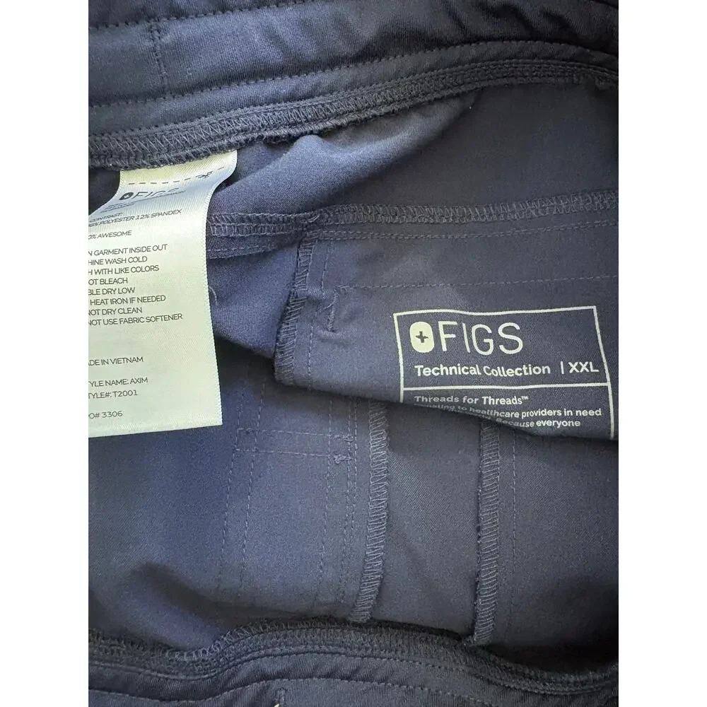 FIGS Men's AXIM Cargo Scrub Pants Blue Size XXL Straight Leg 32